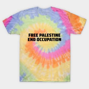 Free Palestine End Occupation Palestinian Freedom Support Pattern Design - blk T-Shirt